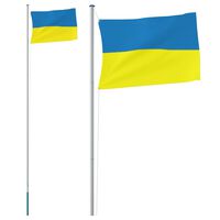 vidaXL Steag Ucraina cu stâlp din aluminiu, 6,23 m