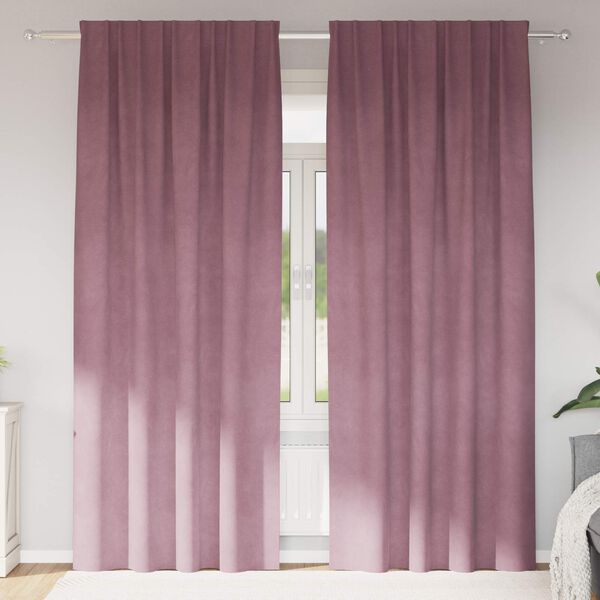 vidaXL Perdele opace 2 pcs Roz &icirc;nchis 140 x 245 cm Catifea