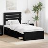 vidaXL Cadru de pat cu headboard Negru 75 x 190 cm Lemn de pin masiv