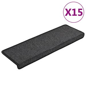 vidaXL Covorașe pentru scări, 15 buc., 65x21x4 cm, antracit, cu margini dreptunghiulare