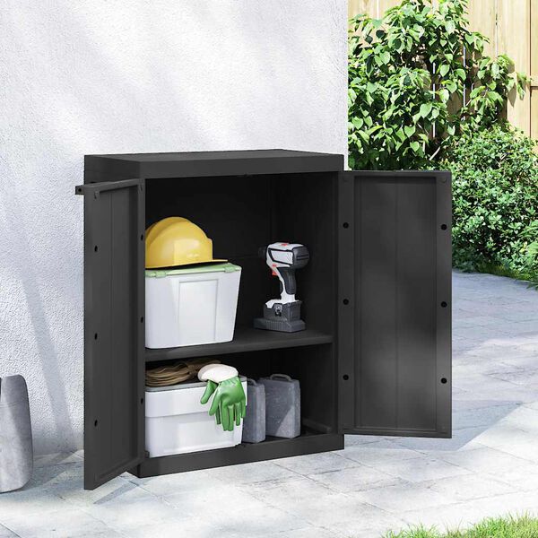 vidaXL Dulap depozitare de exterior, negru, 65x37x85 cm, PP