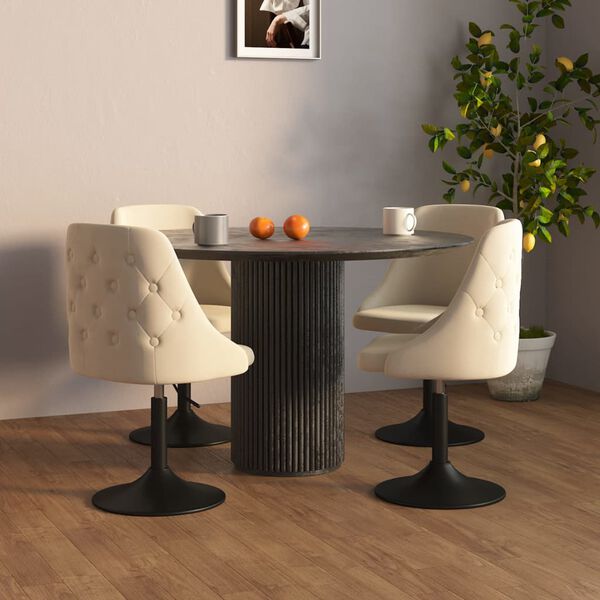 vidaXL Scaune de bucătărie, 4 buc., crem, catifea