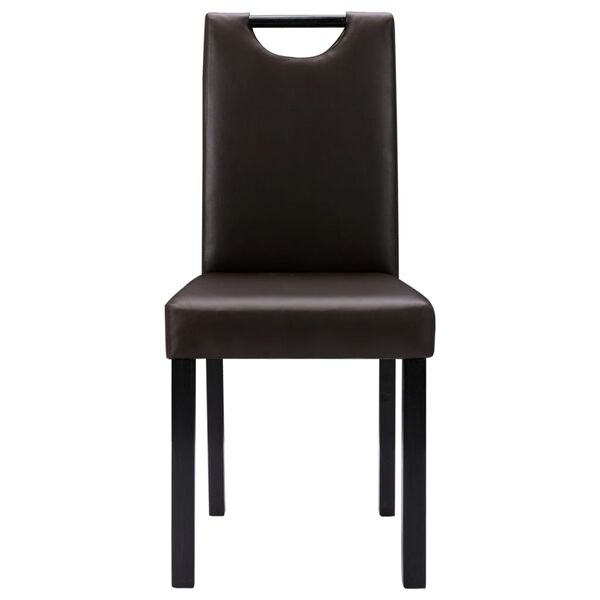 vidaXL Scaune de sufragerie, 2 buc., maro, piele ecologică