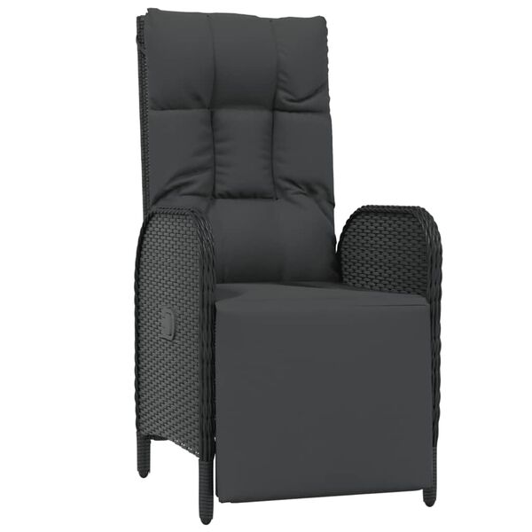 vidaXL Set mobilier de grădină cu perne, 9 piese, negru, poliratan