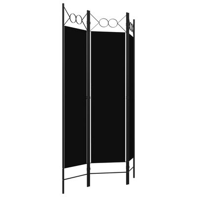vidaXL Paravan de cameră cu 3 panouri, negru, 120 x 180 cm