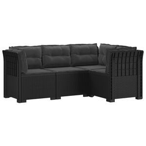 vidaXL Canapea pentru Grădină cu 4 Locuri și Perne Aspect Rattan PP