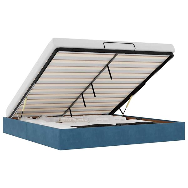 vidaXL Cadru pat otoman fără saltea Albastru &icirc;nchis 160x200 cm catifea