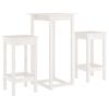 vidaXL Set mobilier de bar, 3 piese, alb, lemn masiv de pin