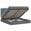 vidaXL Pat Ottoman cu Saltea și LED Gri &icirc;nchis 140 x 200 cm Țesătură