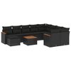 vidaXL Set canapele de grădină cu perne, 11 piese, negru, poliratan