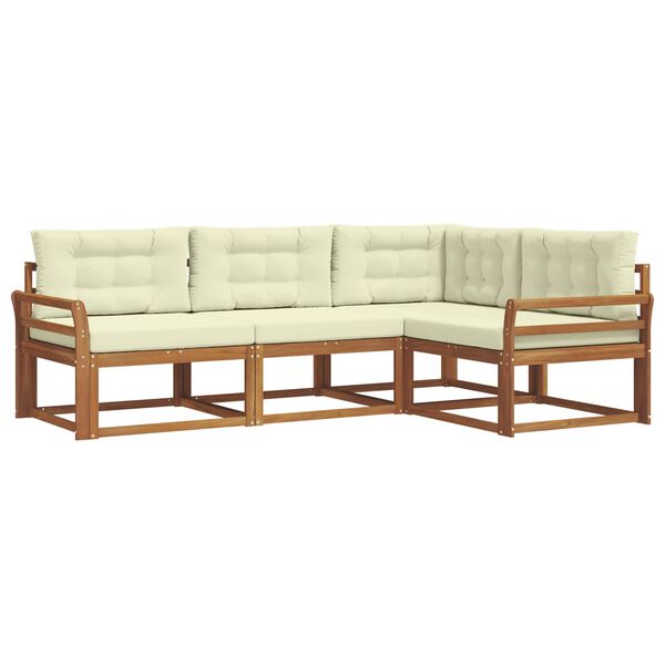 vidaXL Set de canapele de exterior cu pernă 4 pcs Natural și Crem