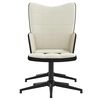 vidaXL Scaun de relaxare cu taburet, alb crem, catifea și PVC