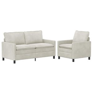 vidaXL Set de canapea 2 buc. Crem Catifea