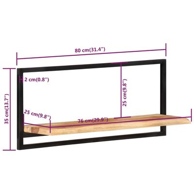 vidaXL Rafturi de perete 2 buc. 80x25x35 cm lemn masiv acacia/oțel