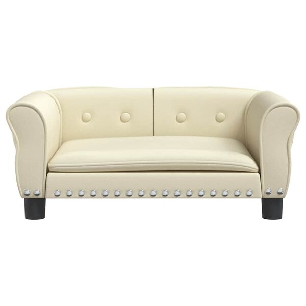 vidaXL Pat de câini, crem, 70x45x30 cm, piele ecologică