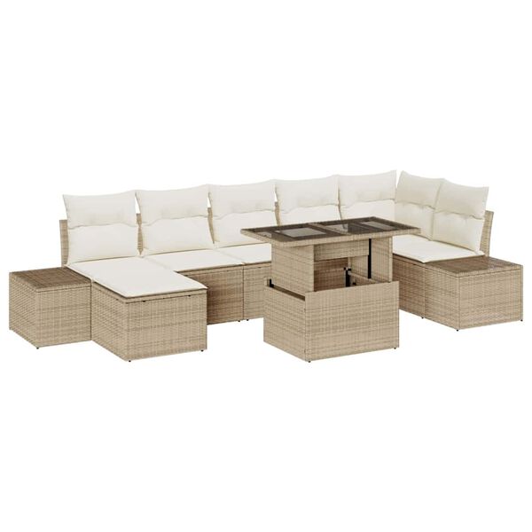 vidaXL Set de canapele pentru grădină 8 pcs Bej Rattan poli
