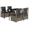 vidaXL Set mobilier de grădină cu perne, 5 piese, gri, poliratan