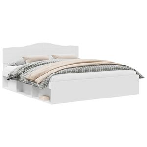 vidaXL Cadru de pat cu headboard Alb 180 x 200 cm Lemn de pin masiv