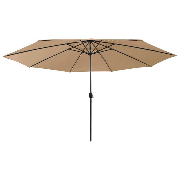 vidaXL Umbrelă soare de grădină cu LED-uri, taupe, 400 cm