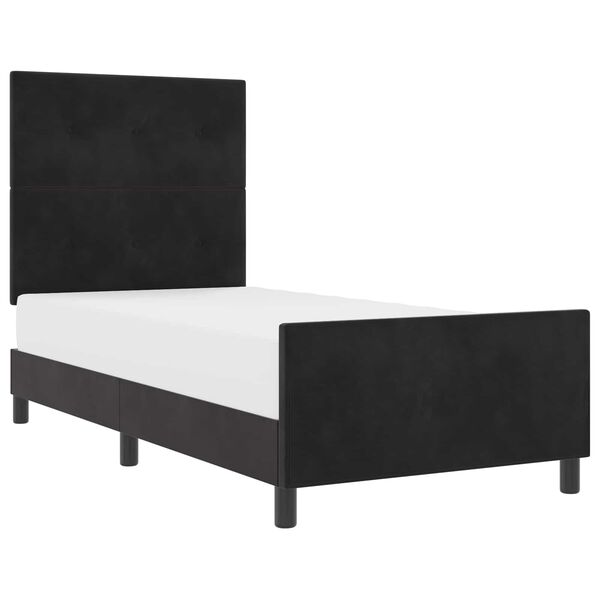 vidaXL Pat cu arcuri cu headboard Negru 100 x 200 cm Catifea