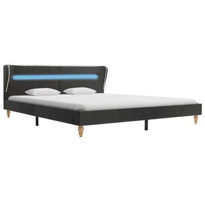 vidaXL Cadru de pat cu LED-uri, gri închis, 160x200 cm, pânză de sac