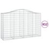 vidaXL Coșuri gabion arcuite 12 buc, 200x50x120/140cm, fier galvanizat