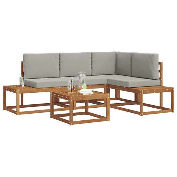 vidaXL Set de canapele de exterior 5 Bucată Gri natural și deschis