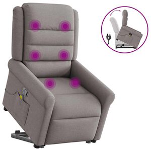 vidaXL Fotoliu rabatabil de masaj cu ridicare, gri taupe, textil