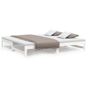 vidaXL Pat de zi extensibil, alb, 100x200 cm, lemn masiv de pin