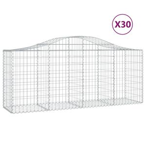 vidaXL Coșuri gabion arcuite 30 buc, 200x50x80/100 cm, fier galvanizat
