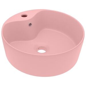 vidaXL Chiuvetă de lux cu preaplin, roz mat, 36 x 13 cm, ceramică