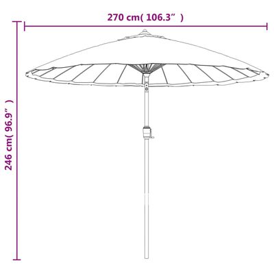 vidaXL Umbrelă de soare de exterior, stâlp aluminiu, verde, 270 cm