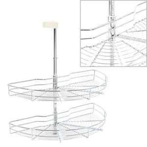 vidaXL Coș s&acirc;rmă bucătărie 2 rafturi argintiu 75x38x80 cm 180 grade