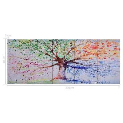 vidaXL Set tablouri din pânză, copac în ploaie, multicolor, 200x80 cm