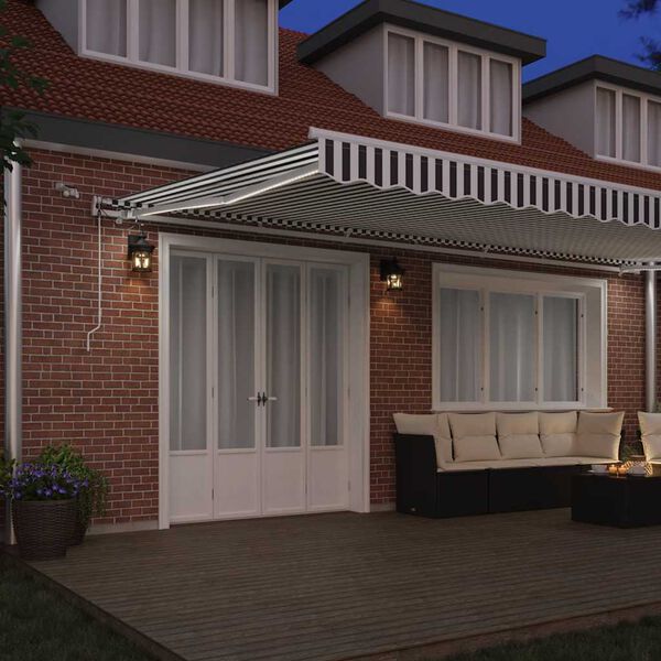 vidaXL Copertină retractabilă automat cu LED, antracit/alb, 600x300 cm