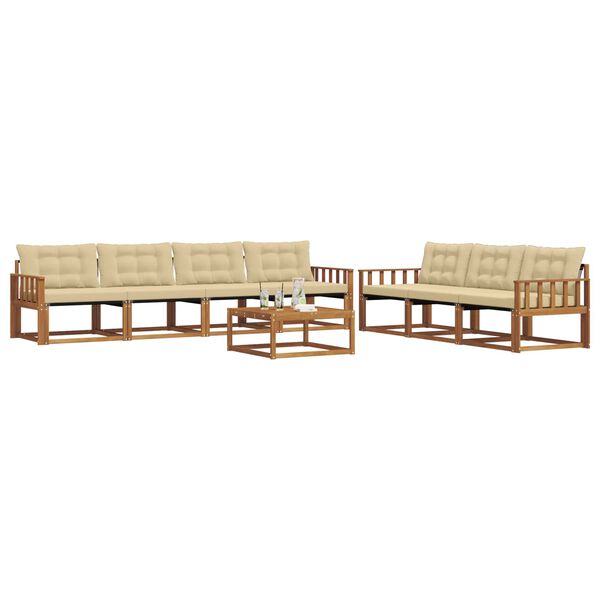 vidaXL Set de canapele de exterior cu pernă 8 pcs Natural și Bej
