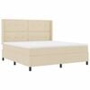 vidaXL Pat cu arcuri cu saltea cu headboard Crem 180 x 200 cm țesătură