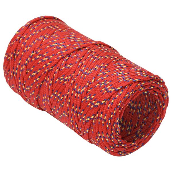 vidaXL Fr&acirc;nghie de barcă, roșu, 2 mm, 250 m, polipropilenă
