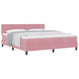 vidaXL Pat cu arcuri cu saltea cu headboard Roz 180 x 200 cm Catifea
