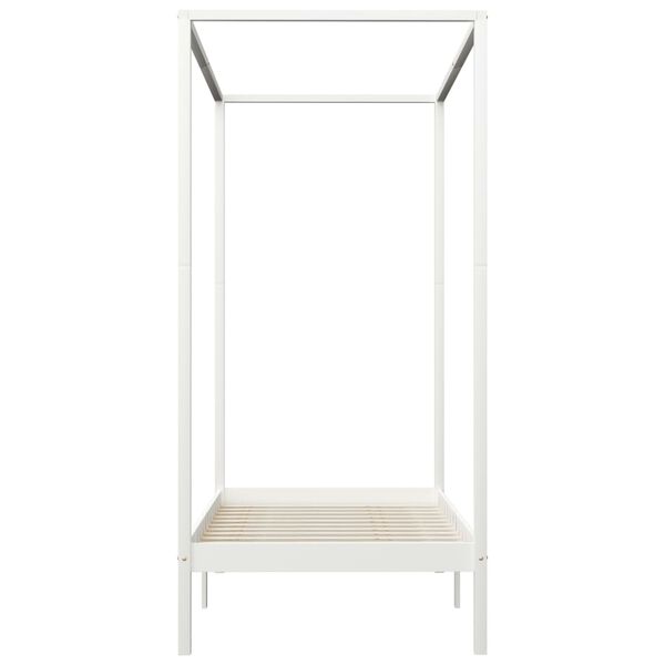 vidaXL Cadru pat cu baldachin, alb, 100 x 200 cm, lemn masiv de pin