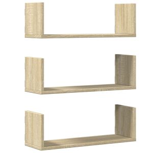 vidaXL Rafturi perete 3 buc. stejar sonoma 58x18x18 cm lemn prelucrat