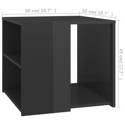 vidaXL Masă laterală, gri extralucios, 50x50x45 cm, PAL