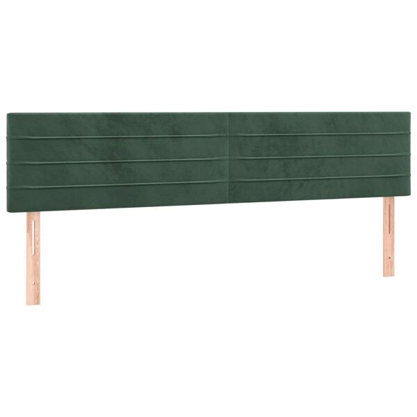 vidaXL Tăblie de pat cu LED, verde &icirc;nchis, 160x5x78/88 cm, catifea