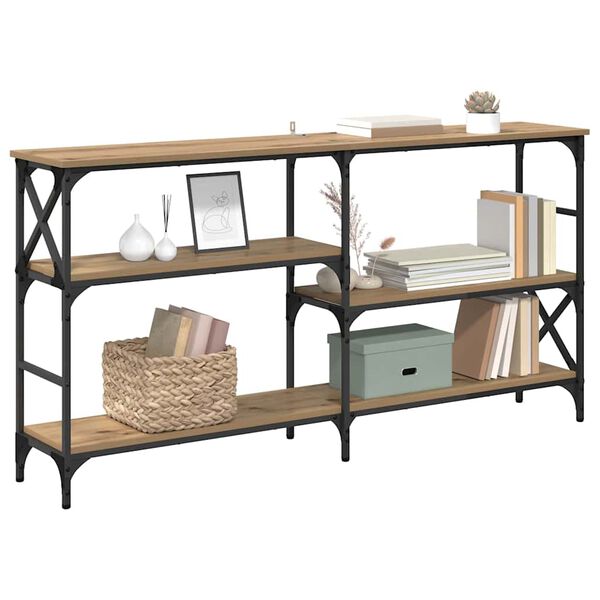 vidaXL Masă de consolă cu raft Stejar Artizanal 150 x 29 x 76,5 cm