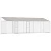 vidaXL Cușcă pentru c&acirc;ini cu acoperiș Argintiu 800 x 200 x 256 cm