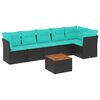 vidaXL Set canapele de grădină cu perne, 7 piese, negru, poliratan