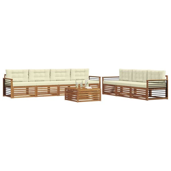 vidaXL Set de canapele de exterior cu pernă 8 pcs Natural și Crem