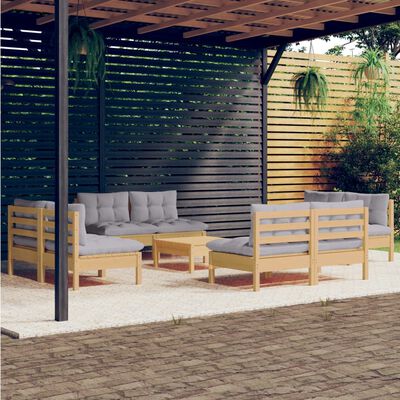 vidaXL Set mobilier grădină cu perne, 5 piese, antracit, lemn de pin