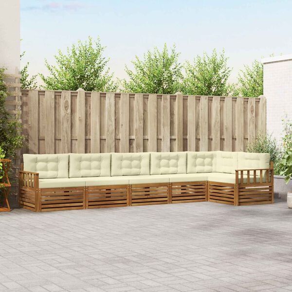 vidaXL Set de canapele de exterior cu pernă 6 pcs Natural și Crem