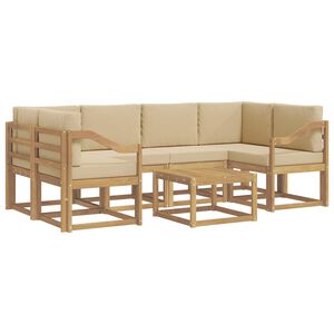 vidaXL Set de canapele de exterior cu pernă 7 pcs Alb și Bej